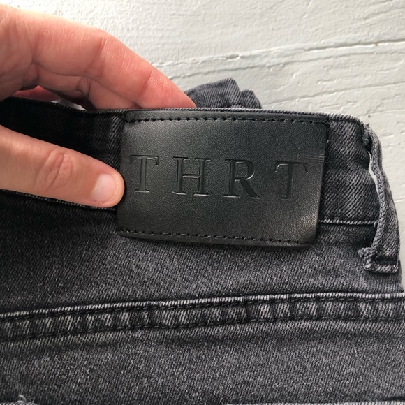 THRT Men’s Jeans Black Size 28 Skinny Distressed Patch Streetwear Faded - Picture 12 of 13